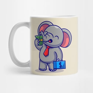 Cute Elephant Employee With Salary Cartoon Mug